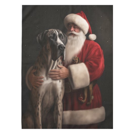 Great Dane met Sinterklaas Festive Kerstmis Tafelkleed (Voorkant)