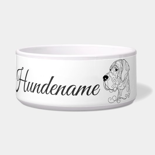 Great Dane Minimalist Line Art personalized bowl Voerbakje (Voorkant)