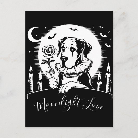Great Dane "Moonlight LOVE" Briefkaart (Voorkant)