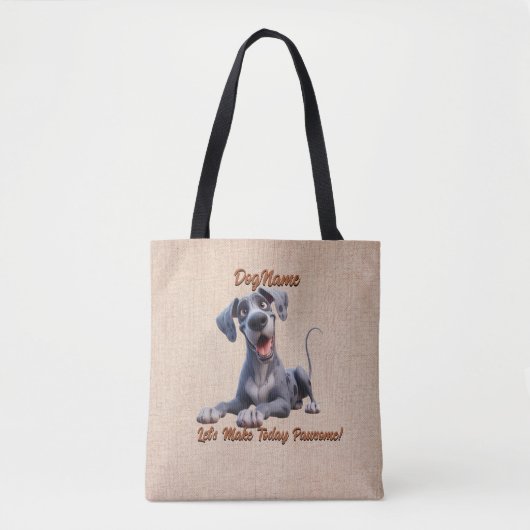 Great Dane - Naam hond toevoegen, tekst wijzigen Tote Bag (Voorkant)