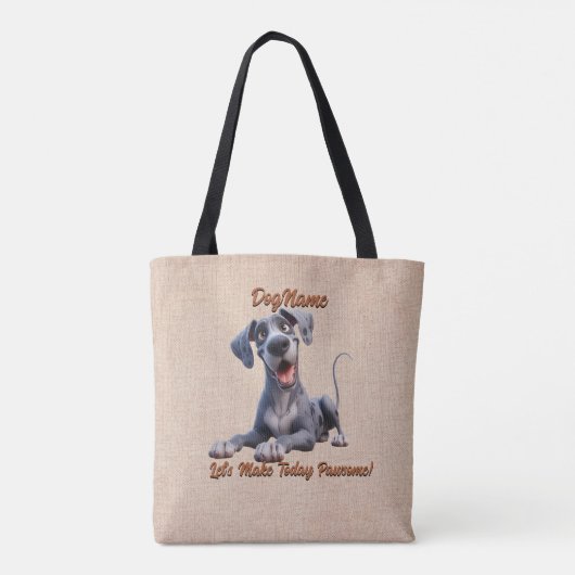 Great Dane - Naam hond toevoegen, tekst wijzigen Tote Bag (Achterkant)