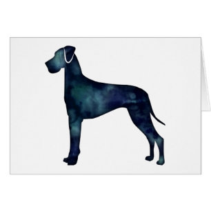 Great Dane Natural Ear Black Waterverf Silhouette