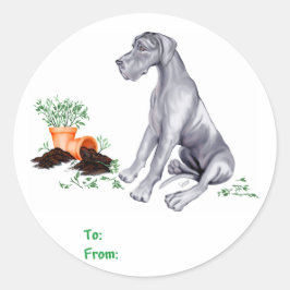 Great Dane Naughty Pup Blue UC Ronde Sticker