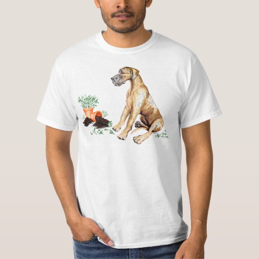 Great Dane Naughty Pup Brindle UC T-shirt (Voorkant)