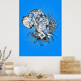 Great Dane op blauw Poster