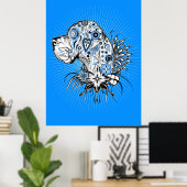 Great Dane op blauw Poster (Thuiskantoor)