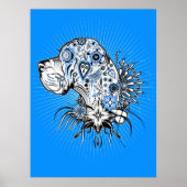 Great Dane op blauw Poster (Voorkant)