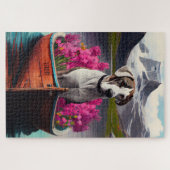 Great Dane op een peddel: Een landschappelijk avon Legpuzzel (Horizontaal)