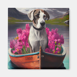 Great Dane op een peddel: Een landschappelijk avon Magneet