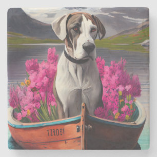 Great Dane op een peddel: Een landschappelijk avon Stenen Onderzetter