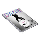 Great Dane-patroon monogrammen en speciaal tijdsch Notitieboek (Rechterzijde)
