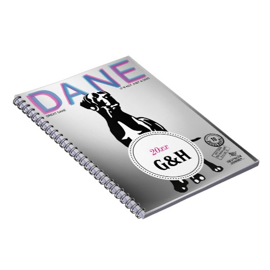 Great Dane-patroon monogrammen en speciaal tijdsch Notitieboek (Rechterzijde)