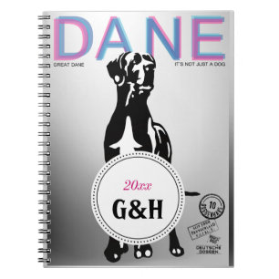 Great Dane-patroon monogrammen en speciaal tijdsch Notitieboek