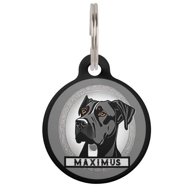Great Dane Personaliseer Huisdierpenning (Voorkant)