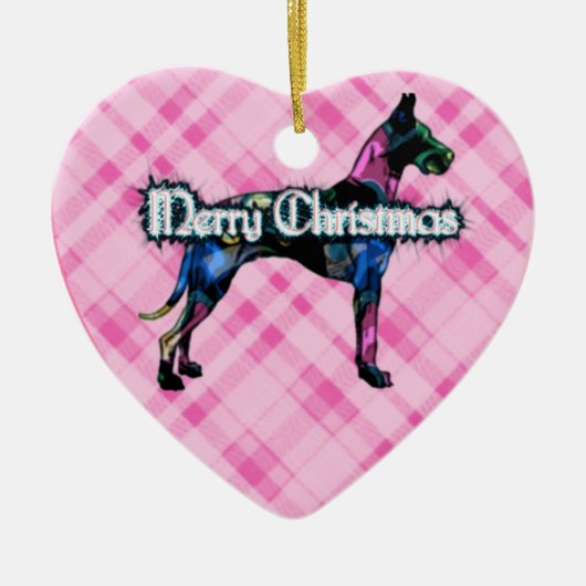 Great Dane Pink Pset Heart Ornament (Voorkant)