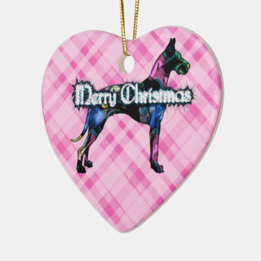 Great Dane Pink Pset Heart Ornament (Links)