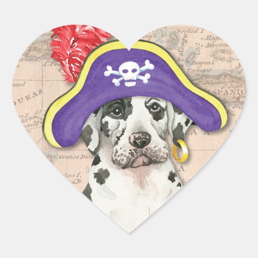 Great Dane Pirate Hart Sticker (Voorkant)