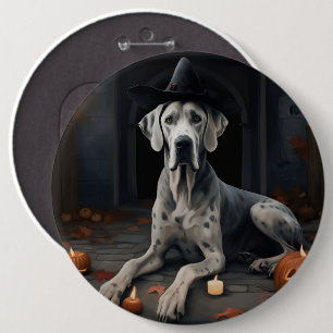 Great Dane Pompoenen Halloween Angstaanjagende Fli Ronde Button 6,0 Cm