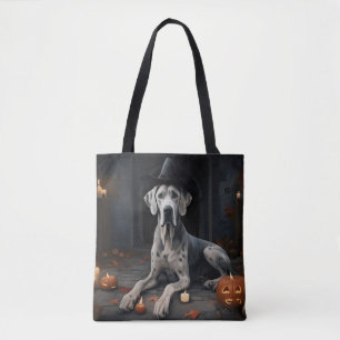 Great Dane Pompoenen Halloween Angstaanjagende Fli Tote Bag