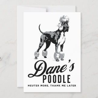 Great Dane Poodle Gemengd ras: Castreren maar! Magnetische Uitnodiging