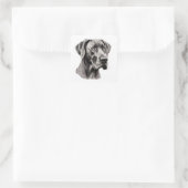 Great Dane portret tekening Vierkante Sticker (Tas)