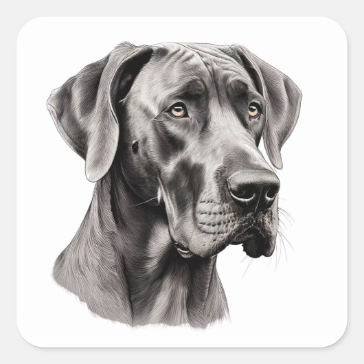 Great Dane portret tekening Vierkante Sticker (Voorkant)