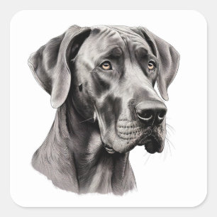 Great Dane portret tekening Vierkante Sticker