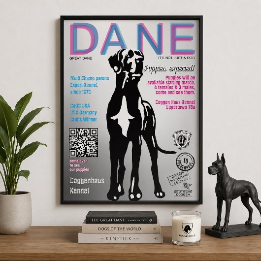 Great Dane-poster voor puppyverkoper Perfect Poster