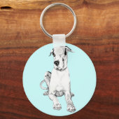 Great Dane Pouting Harlequin Sleutelhanger (Voorkant)