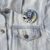 Great Dane Pup in Daffodils Blue Ronde Button 5,7 Cm (In situ)