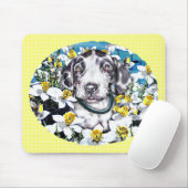 Great Dane Pup in Daffodils Harlequin Muismat (Met muis)