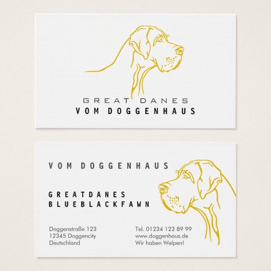 Great Dane Pure Tekening Visitekaartje (Voorkant /achterkant)