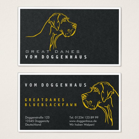 Great Dane Pure Tekening Visitekaartje (Voorkant /achterkant)