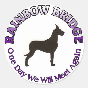 GREAT DANE RAINBOW BRIDGE SYMPATHIE RONDE STICKER