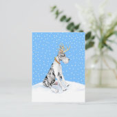 Great Dane Reindeer KerstHarlequin Feestdagenkaart (Staand voorkant)