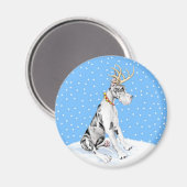 Great Dane Reindeer KerstHarlequin Magneet (Voorkant / Achterkant)