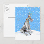 Great Dane Reindeer Kerstmis Black Feestdagenkaart (Voorkant / Achterkant)