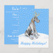 Great Dane Reindeer Kerstmis Black UC Kaart (Voorkant / Achterkant)