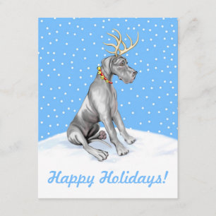 Great Dane Reindeer Kerstmis Black UC Kaart