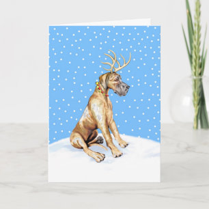 Great Dane Reindeer Kerstmis Brindle UC Feestdagen Kaart