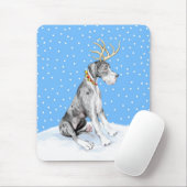 Great Dane Reindeer Kerstmis Merle UC Muismat (Met muis)