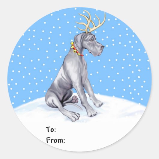 Great Dane Reindekerblauw UC-cadeauLabels Ronde Sticker (Voorkant)