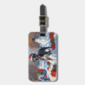 Great Dane Rent in de Sneeuw met Kerstmuts Bagagelabel (Voorkant verticaal)