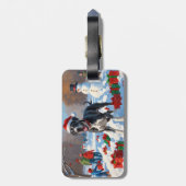 Great Dane Rent in de Sneeuw met Kerstmuts Bagagelabel (Achterkant verticaal)