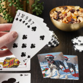 Great Dane Rent in de Sneeuw met Kerstmuts Pokerkaarten (Insitu)