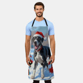 Great Dane Rent in de Sneeuw met Kerstmuts Schort (Gedragen)