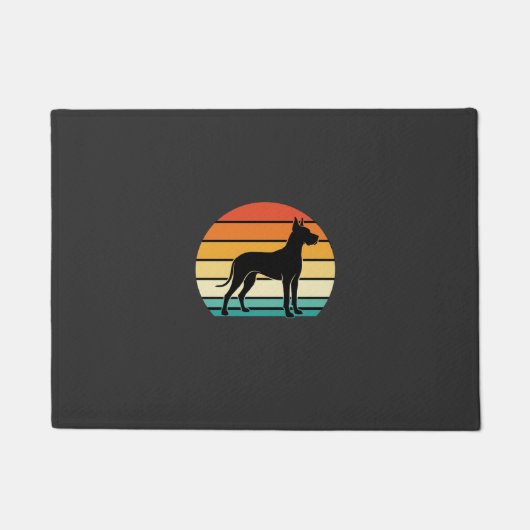 Great Dane Retro Zonsondergang Honden Silhouet Deurmat (Voorkant)