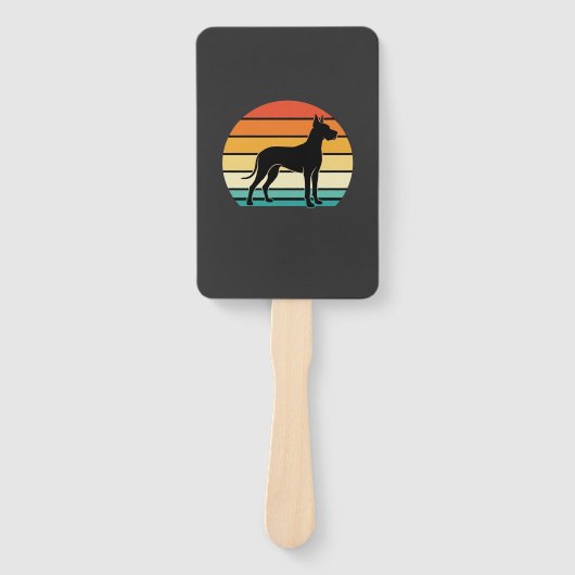 Great Dane Retro Zonsondergang Honden Silhouet Handwaaier (Voorkant)