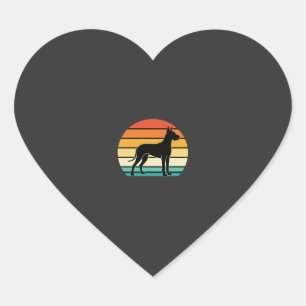 Great Dane Retro Zonsondergang Honden Silhouet Hart Sticker