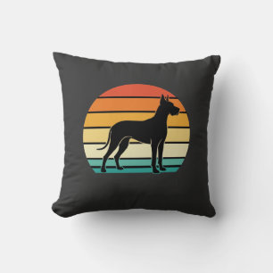 Great Dane Retro Zonsondergang Honden Silhouet Kussen